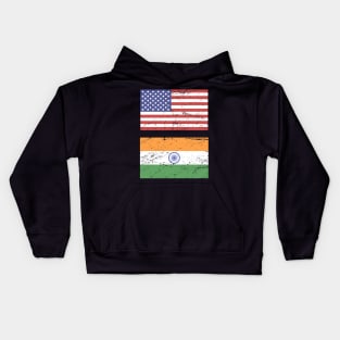 United States Flag & India Flag Kids Hoodie